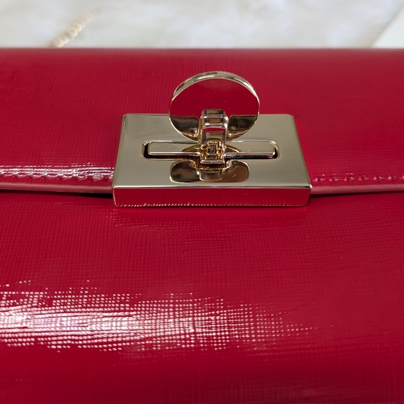 Ted Baker Parisa Classy Red Shoulder Clutch Bag With Removable Chain Strap, Kiss - Picture 4 of 13